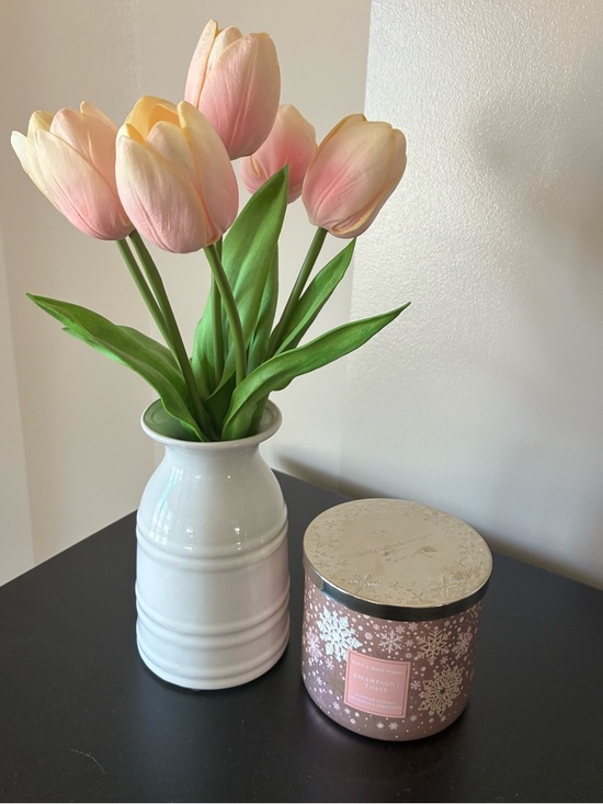 Bath and Body Works Other - Set of 2, Candle by Bath & Body Works Champagne Toast NEW! & Tulips in Vase